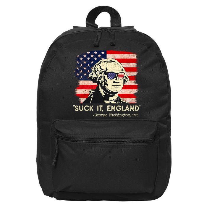 Suck It England Funny 4th Of July Funny George Washington 16 in Basic Backpack