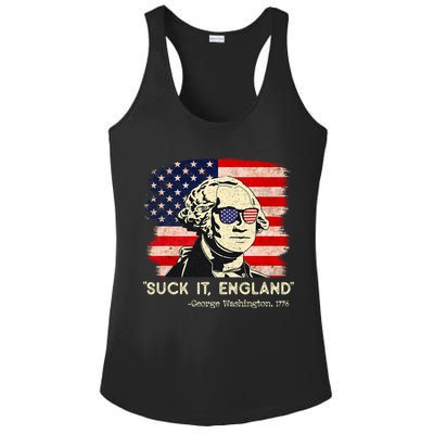 Suck It England Funny 4th Of July Funny George Washington Ladies PosiCharge Competitor Racerback Tank