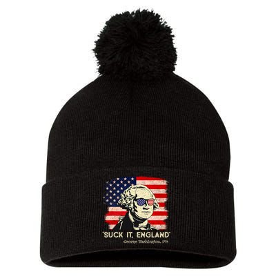 Suck It England Funny 4th Of July Funny George Washington Pom Pom 12in Knit Beanie