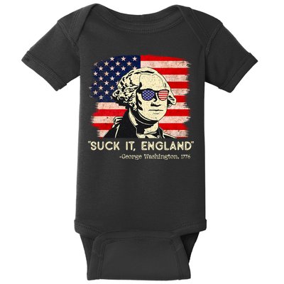 Suck It England Funny 4th Of July Funny George Washington Baby Bodysuit