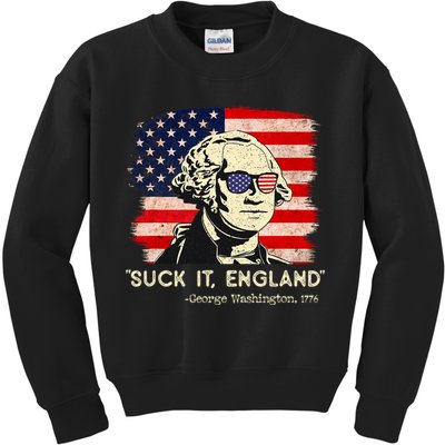 Suck It England Funny 4th Of July Funny George Washington Kids Sweatshirt