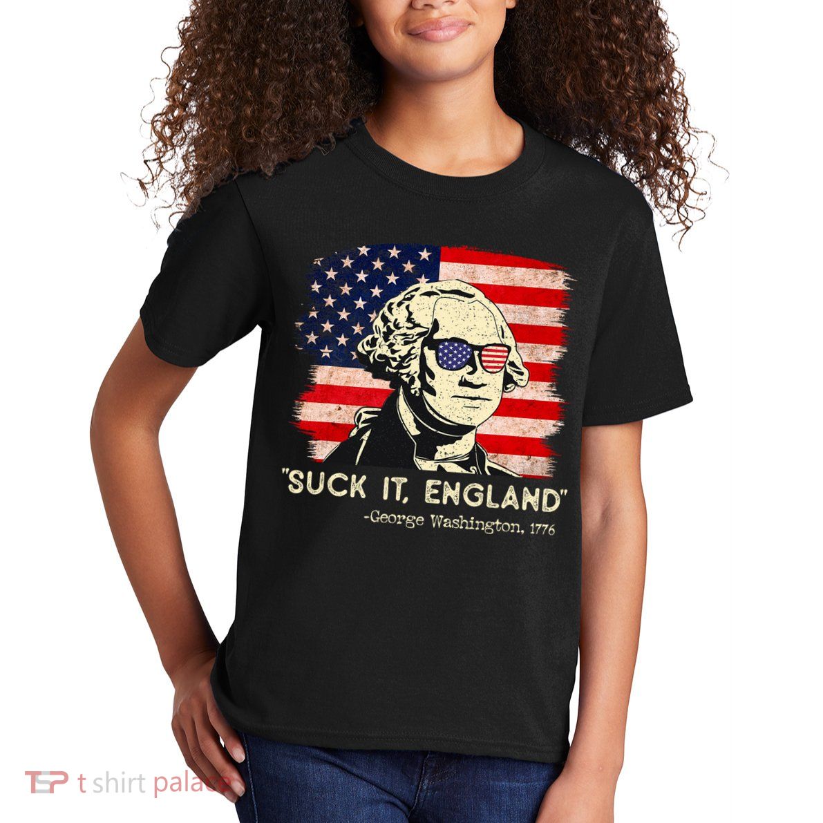 Suck It England Funny 4th Of July Funny George Washington Kids T-Shirt