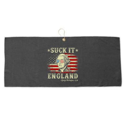 Suck It England Funny 4th Of July George Washington 1776 Large Microfiber Waffle Golf Towel