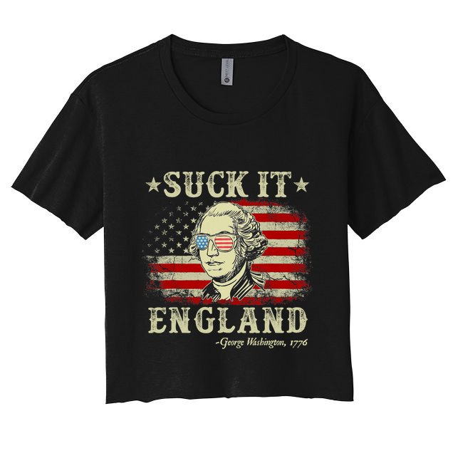 Suck It England Funny 4th Of July George Washington 1776 Crop Top