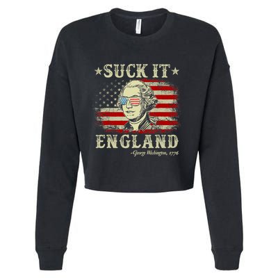 Suck It England Funny 4th Of July George Washington 1776 Cropped Pullover Crew