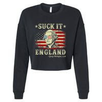 Suck It England Funny 4th Of July George Washington 1776 Cropped Pullover Crew