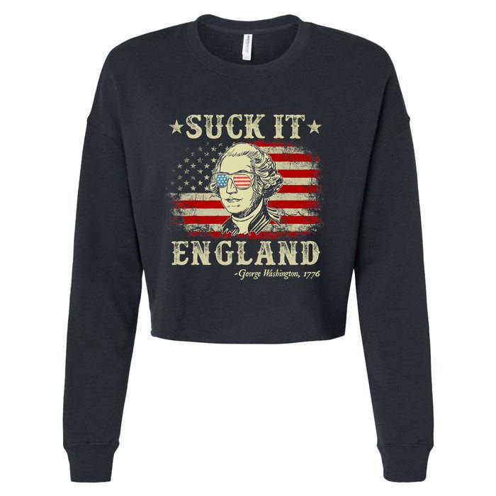 Suck It England Funny 4th Of July George Washington 1776 Cropped Pullover Crew