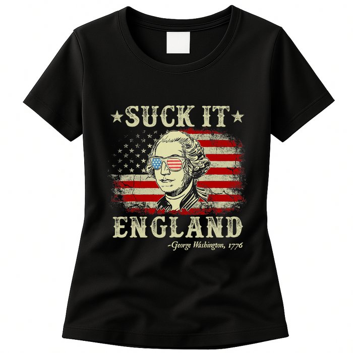 Suck It England Funny 4th Of July George Washington 1776 Womens T-Shirt