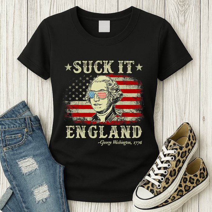 Suck It England Funny 4th Of July George Washington 1776 Womens T-Shirt