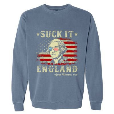 Suck It England Funny 4th Of July George Washington 1776 Garment-Dyed Sweatshirt