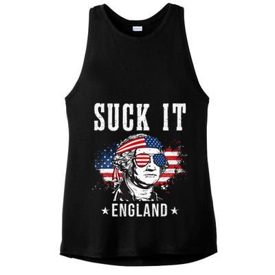 Suck It England Funny 4th of July George Washington Funny Ladies PosiCharge Tri-Blend Wicking Tank