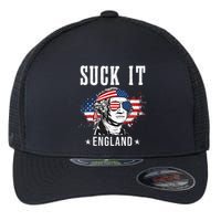Suck It England Funny 4th of July George Washington Funny Flexfit Unipanel Trucker Cap