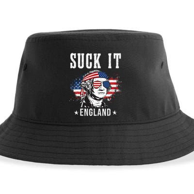 Suck It England Funny 4th of July George Washington Funny Sustainable Bucket Hat