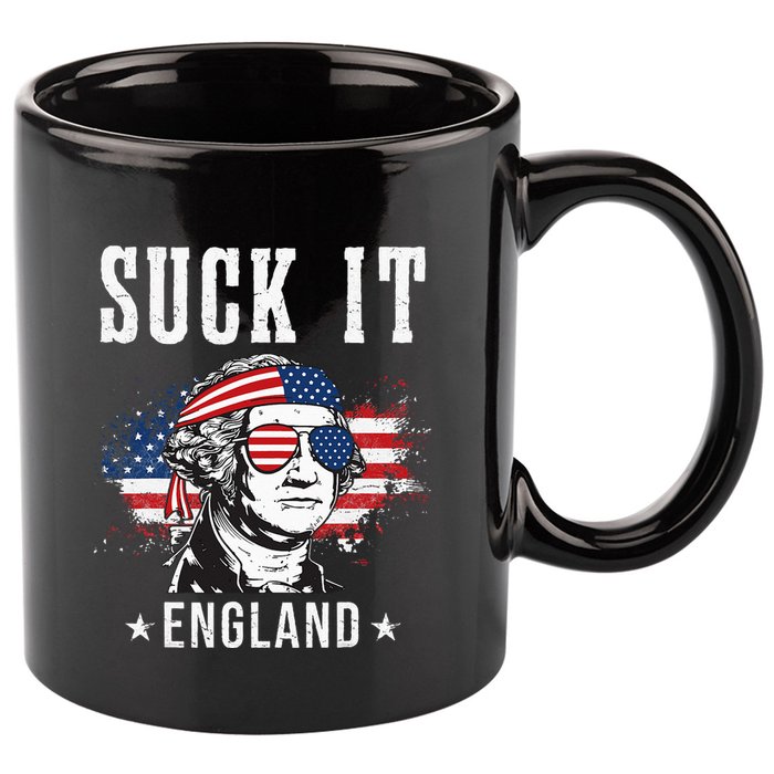 Suck It England Funny 4th of July George Washington Funny 11oz C Handle Ceramic Mug