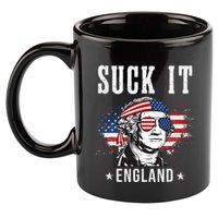 Suck It England Funny 4th of July George Washington Funny 11oz C Handle Ceramic Mug