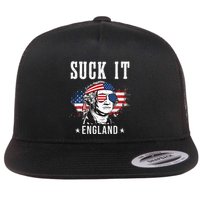 Suck It England Funny 4th of July George Washington Funny Flat Bill Trucker Hat