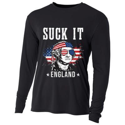 Suck It England Funny 4th of July George Washington Funny Cooling Performance Long Sleeve Crew