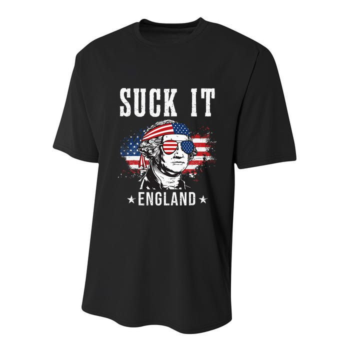 Suck It England Funny 4th of July George Washington Funny Youth Performance Sprint T-Shirt