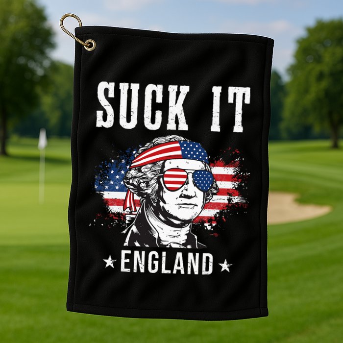Suck It England Funny 4th of July George Washington Funny Golf Towel