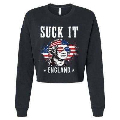 Suck It England Funny 4th of July George Washington Funny Cropped Pullover Crew