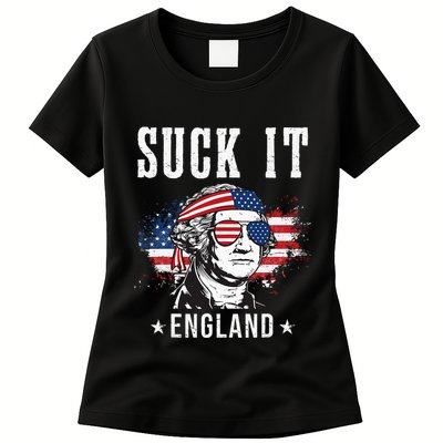 Suck It England Funny 4th of July George Washington Funny Womens T-Shirt