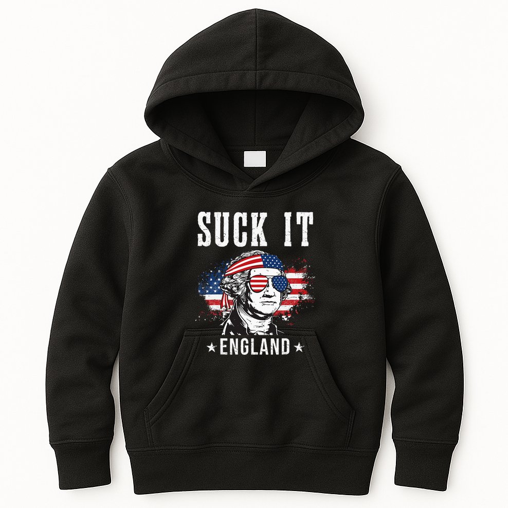 Suck It England Funny 4th of July George Washington Funny Kids Hoodie
