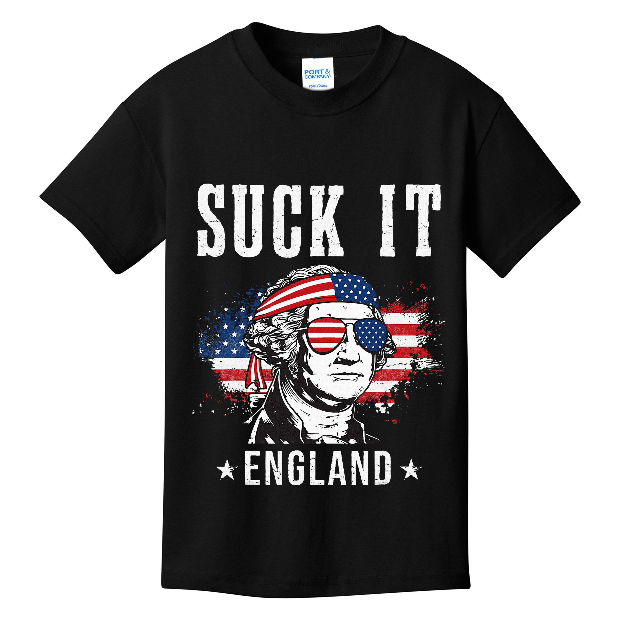 Suck It England Funny 4th of July George Washington Funny Kids T-Shirt