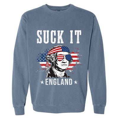 Suck It England Funny 4th of July George Washington Funny Garment-Dyed Sweatshirt