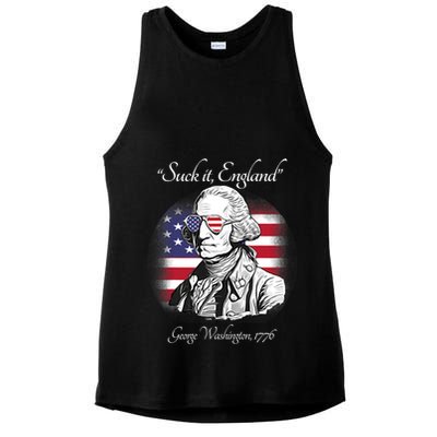 Suck It England Funny George Washington USA Flag 4th Of July Ladies PosiCharge Tri-Blend Wicking Tank