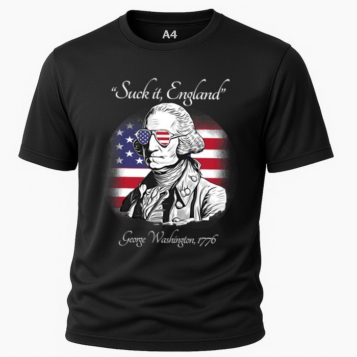 Suck It England Funny George Washington USA Flag 4th Of July Cooling Performance Crew T-Shirt