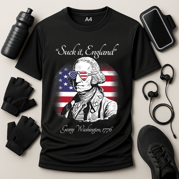 Suck It England Funny George Washington USA Flag 4th Of July Cooling Performance Crew T-Shirt