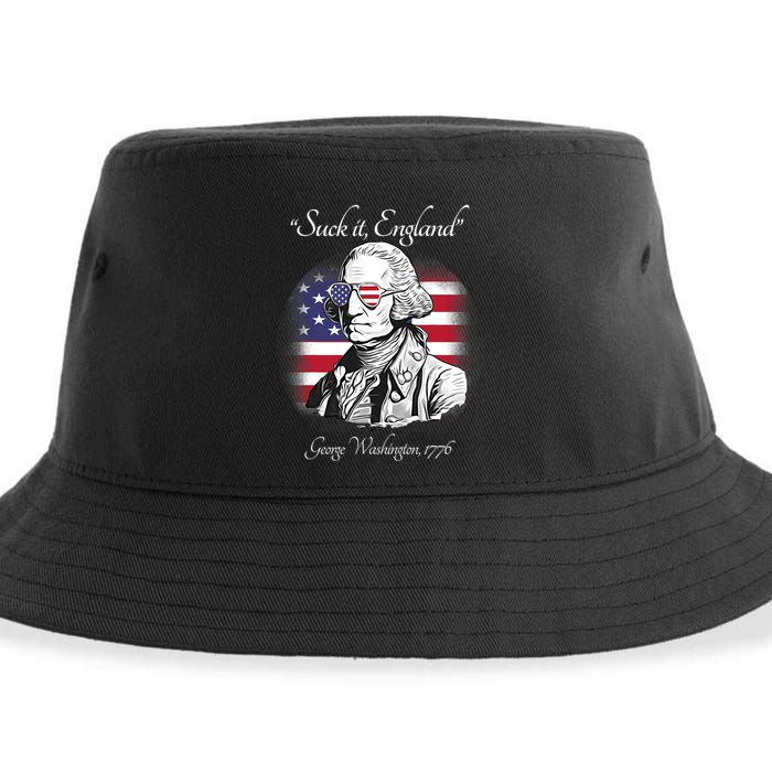 Suck It England Funny George Washington USA Flag 4th Of July Sustainable Bucket Hat