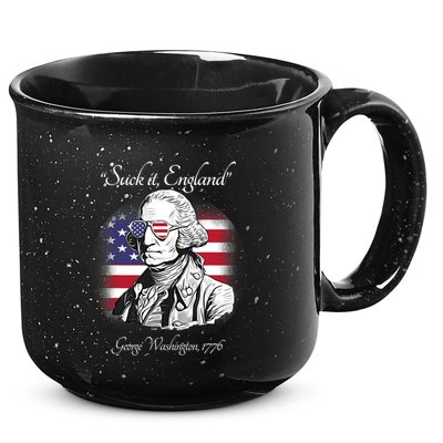 Suck It England Funny George Washington USA Flag 4th Of July 15oz Campfire Ceramic Mug