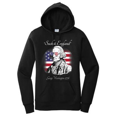 Suck It England Funny George Washington USA Flag 4th Of July Women's Pullover Hoodie