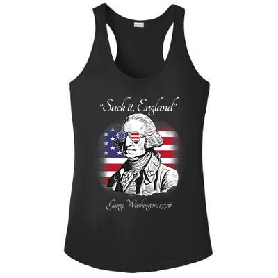 Suck It England Funny George Washington USA Flag 4th Of July Ladies PosiCharge Competitor Racerback Tank