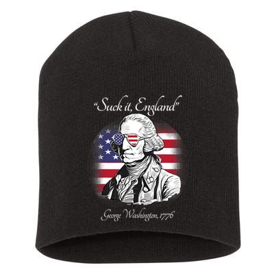 Suck It England Funny George Washington USA Flag 4th Of July Short Acrylic Beanie