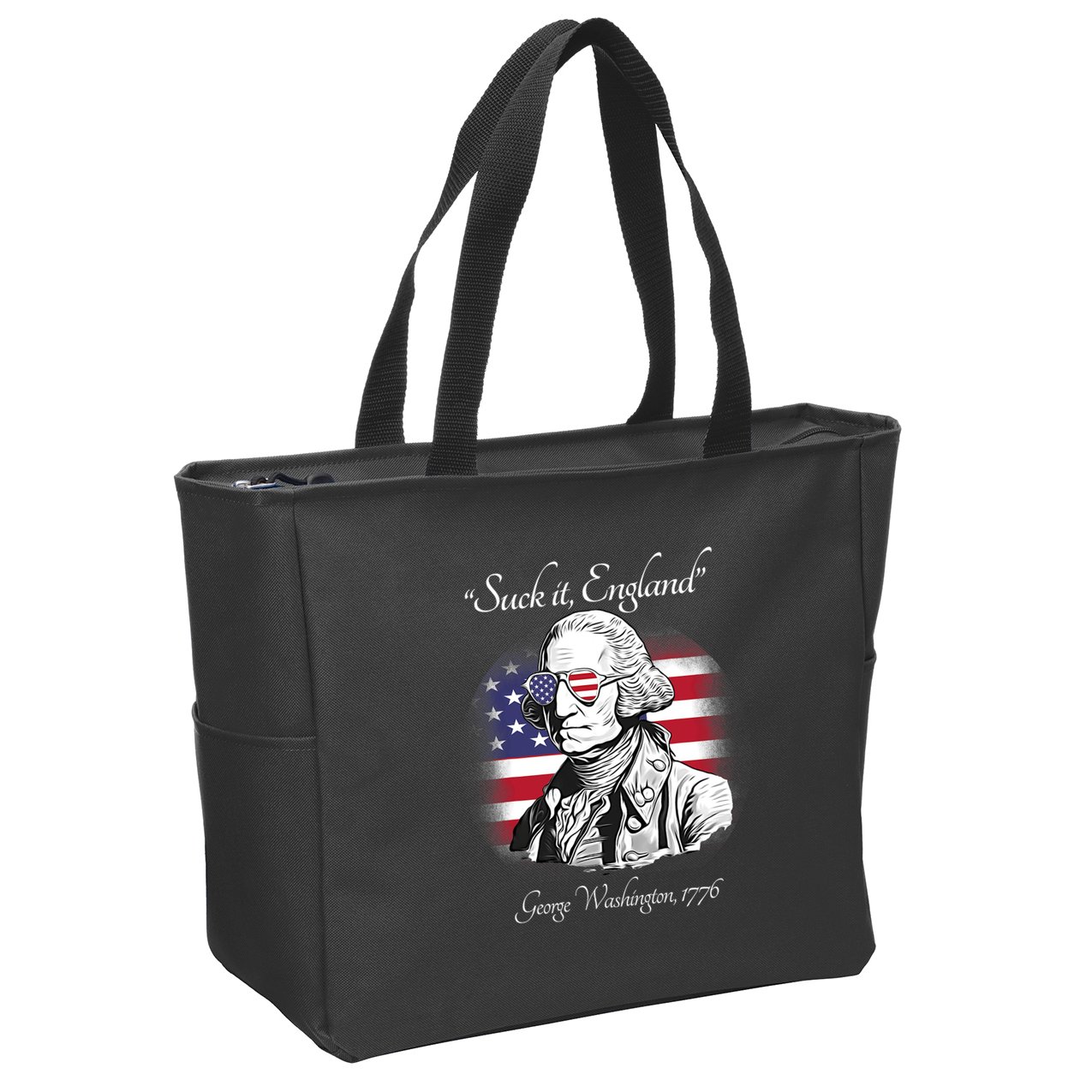 Suck It England Funny George Washington USA Flag 4th Of July Zip Tote Bag
