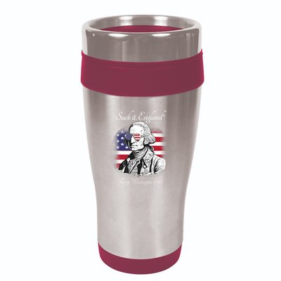 Suck It England Funny George Washington USA Flag 4th Of July 16oz Travel Tumbler