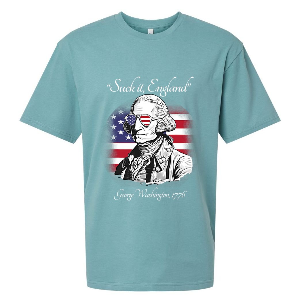 Suck It England Funny George Washington USA Flag 4th Of July Sueded Cloud Jersey T-Shirt
