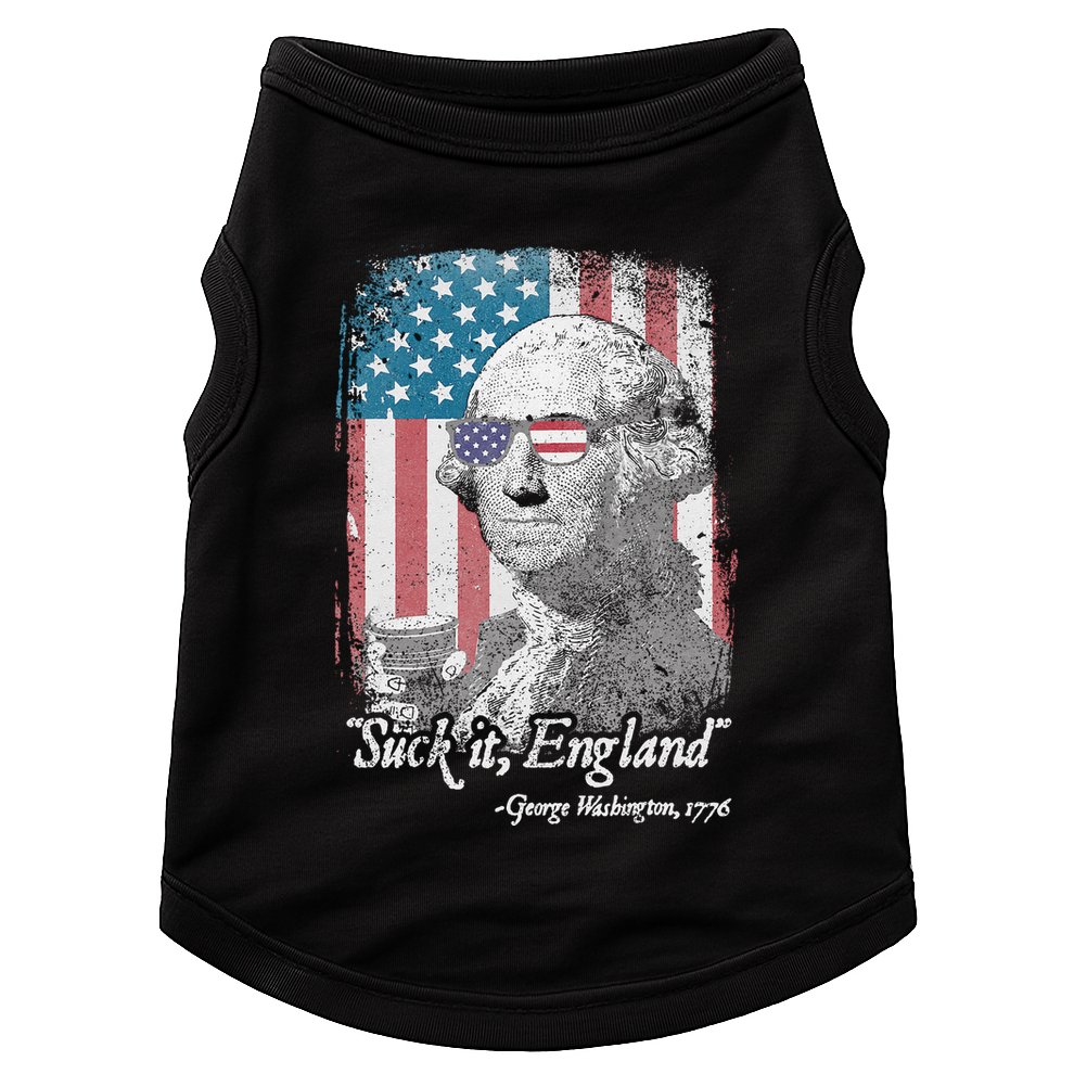 Suck It England Funny 4th of July George Washington 1776 Doggie Tank