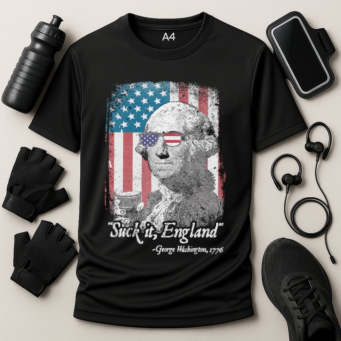 Suck It England Funny 4th of July George Washington 1776 Cooling Performance Crew T-Shirt