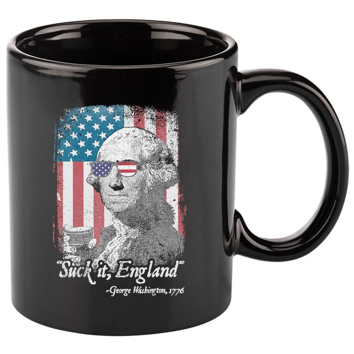 Suck It England Funny 4th of July George Washington 1776 11oz C Handle Ceramic Mug
