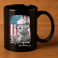 Suck It England Funny 4th of July George Washington 1776 11oz C Handle Ceramic Mug