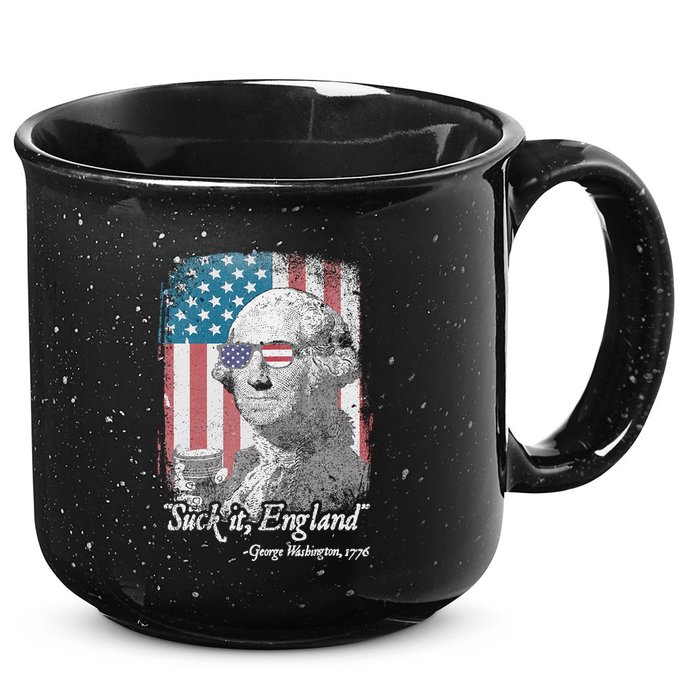 Suck It England Funny 4th of July George Washington 1776 15oz Campfire Ceramic Mug