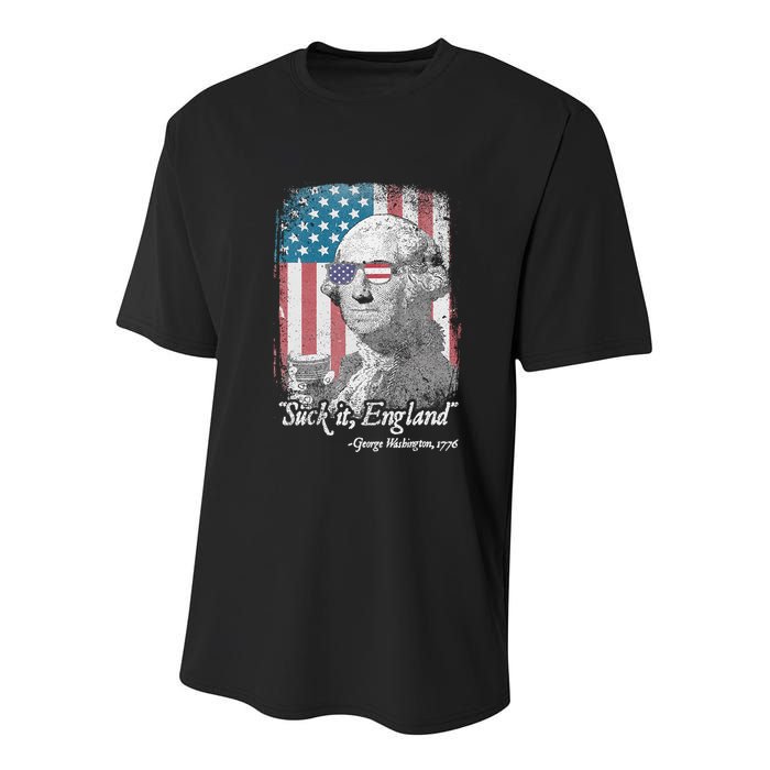 Suck It England Funny 4th of July George Washington 1776 Youth Performance Sprint T-Shirt