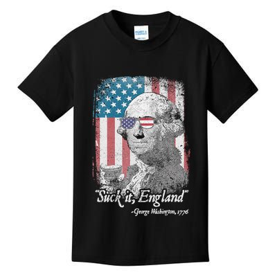 Suck It England Funny 4th of July George Washington 1776 Kids T-Shirt