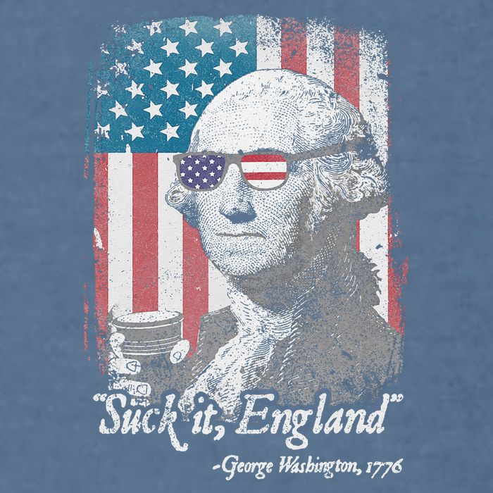 Suck It England Funny 4th of July George Washington 1776 Garment-Dyed Sweatshirt