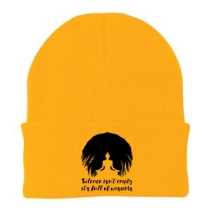 Silence Isnt Empty Its Full Of Answers Yoga Meditation Art Gift Knit Cap Winter Beanie