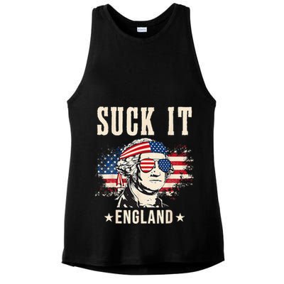 Suck It England Funny 4th Of July George Washington Ladies PosiCharge Tri-Blend Wicking Tank