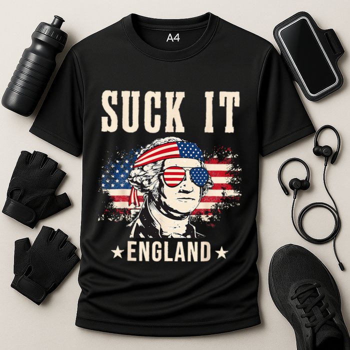 Suck It England Funny 4th Of July George Washington Cooling Performance Crew T-Shirt